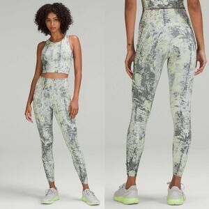 Lululemon Athletica Gray and Yellow Leggings with Seamless Waistband